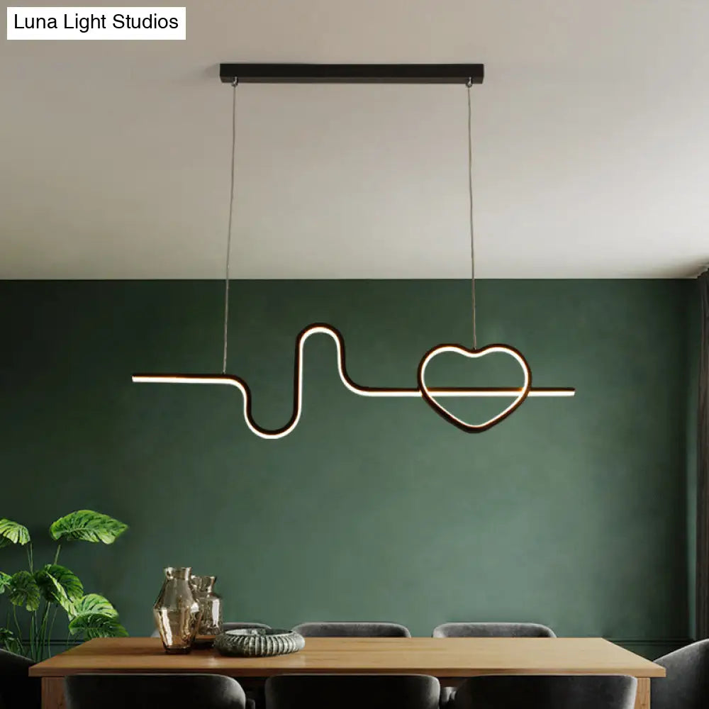 DecorBites™ Heart and Line Island Metal Pendant Light - Artistic LED Ceiling Fixture for Dining Room