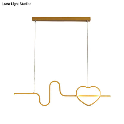 DecorBites™ Heart and Line Island Metal Pendant Light - Artistic LED Ceiling Fixture for Dining Room