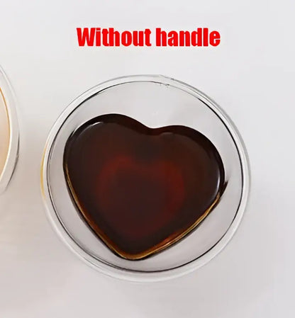 Heart glass mug set – kitchen double wall clear drinkware