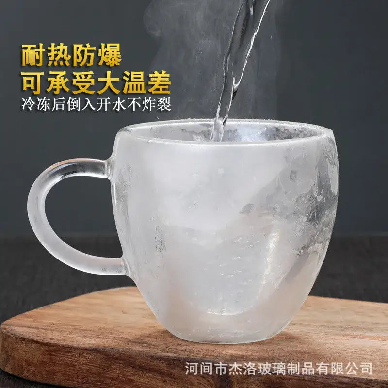 Heart glass mug set – kitchen double wall clear drinkware
