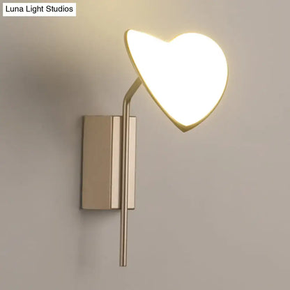 Heart leaf gold metal led wall sconce bedroom wall light