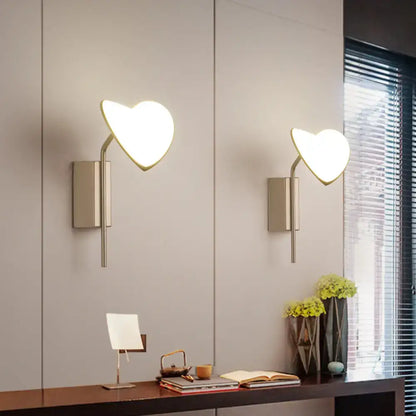Heart leaf gold metal led wall sconce bedroom wall light