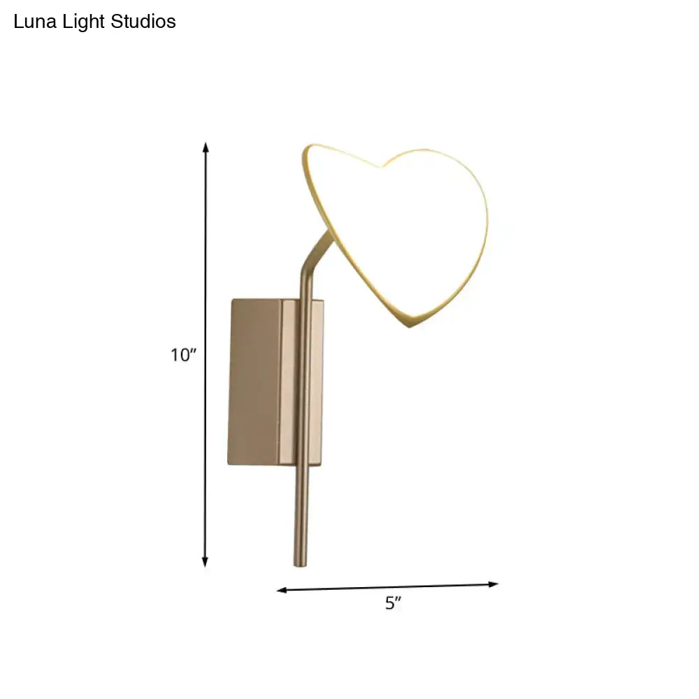 Heart leaf gold metal led wall sconce bedroom wall light