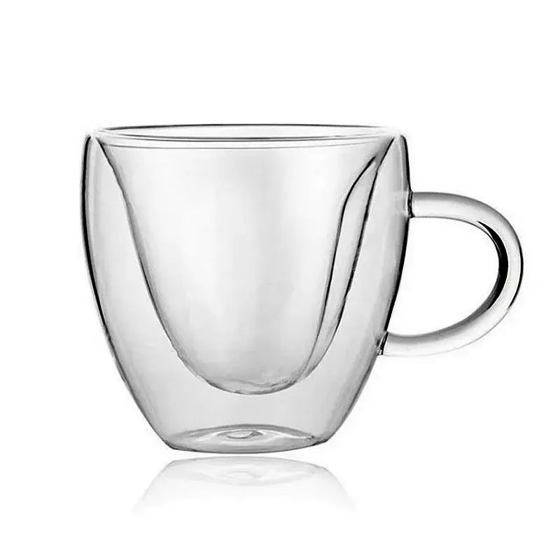 Heart love double walled glass coffee mug set kitchen drinkware