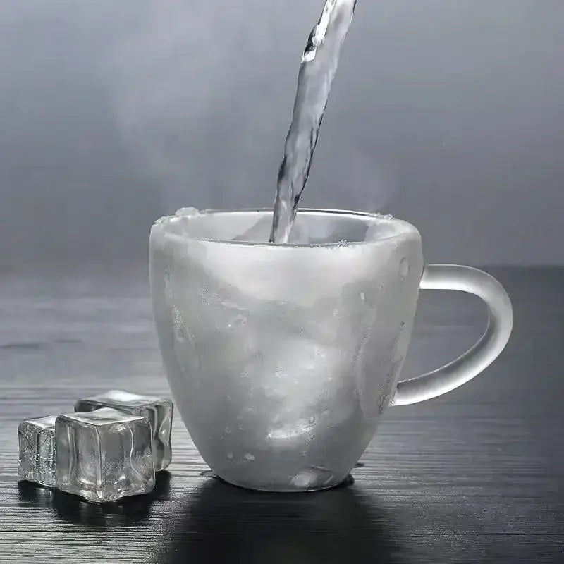 Heart shaped double wall glass mug set kitchen drinkware