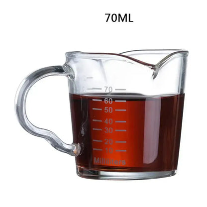 Heat resistant glass espresso milk jug with wood handle kitchen cup