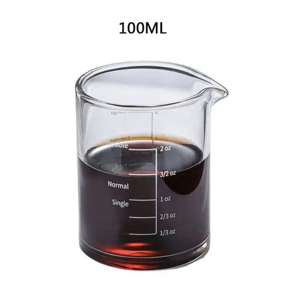 Heat resistant glass espresso milk jug with wood handle kitchen cup