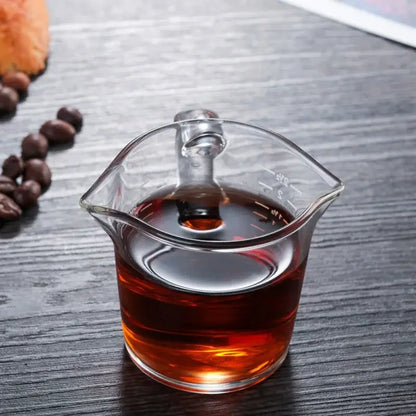 Heat resistant glass espresso milk jug with wood handle kitchen cup
