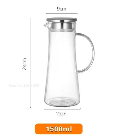 Heat resistant glass pitcher water carafe with stainless lid kitchen