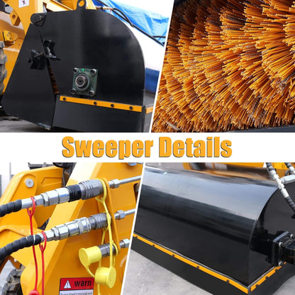 Heavy-Duty 72-Inch Industrial Skid Steer Sweeper Attachment (SAK87013)