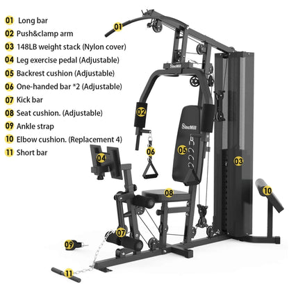 Rovix Heavy-Duty All-In-One Home Gym Workout Station For Full Body Strength Training, 150LBS (SAK12959)