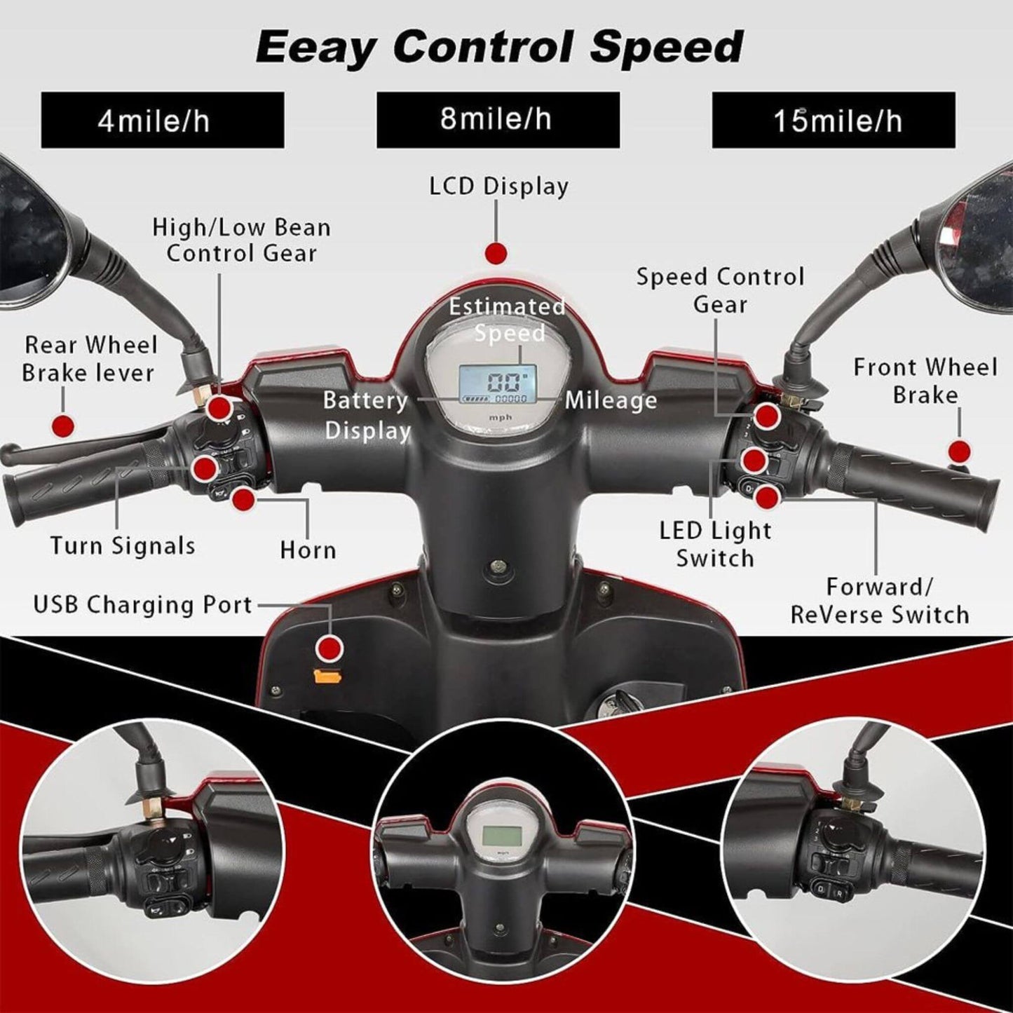 Zvg Heavy-Duty All-Terrain Electric Powered Mobility Scooter For Seniors & Adults, 800W (SAK96314)