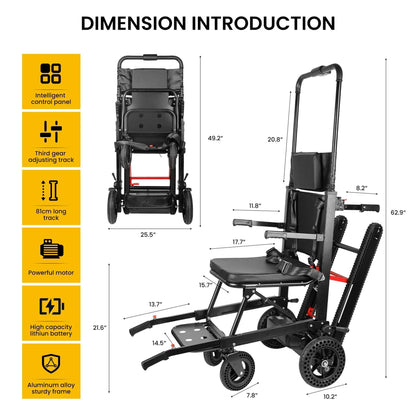 Motivo Heavy-Duty Electric Foldable Stair Climbing Wheelchair, 450LBS [FDA-Approved (SAK92801)