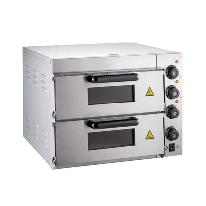 Heavy-Duty Electric 2000W Indoor Commercial Countertop Double Deck Pizza Oven (SAK36147)
