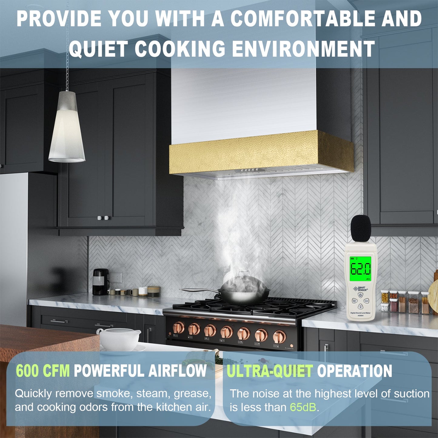 Akicon 30" Stainless Steel Wall Mount Range Hood with 600 CFM Vent Hood