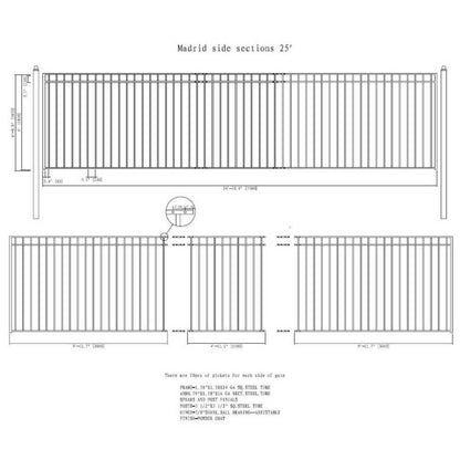 [12-30FT] Heavy-Duty Madrid-Style Premium Steel Sliding Driveway Gate (SAK23857)