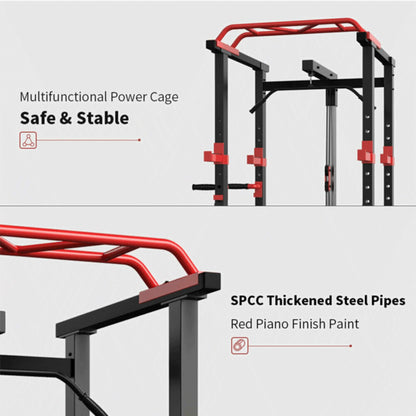 Heavy-Duty Professional Multi-Function Adjustable Power Cage Rack, 1000LBS (SAK98149)
