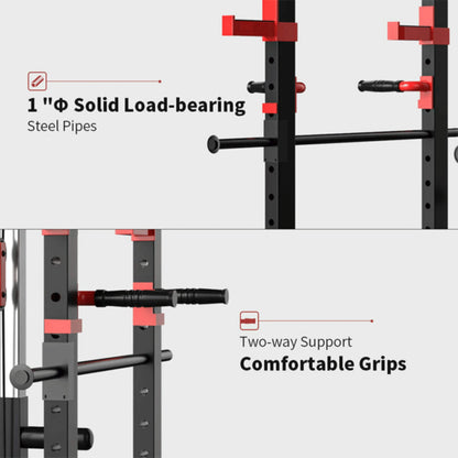 Heavy-Duty Professional Multi-Function Adjustable Power Cage Rack, 1000LBS (SAK98149)