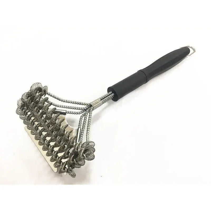 Heavy duty stainless steel bbq triple head brush kitchen scraper
