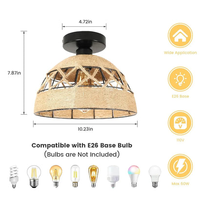 DecorBites™ Hemp Rope Ceiling Light for Home Decor