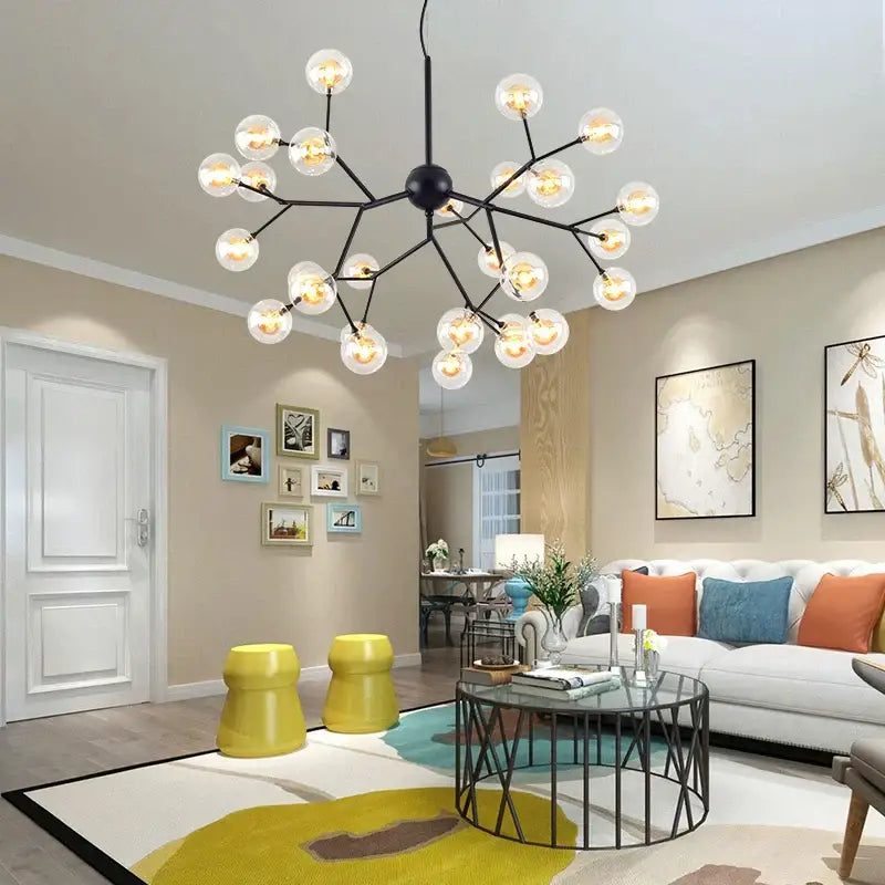 Heracleum firefly gold glass ball chandelier dining room light