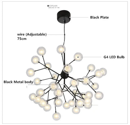 Heracleum firefly gold glass ball chandelier dining room light