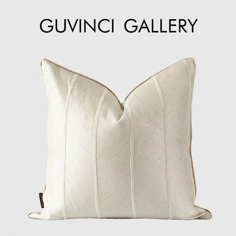 Herringbone jacquard cushion cover beige & white living room pillow
