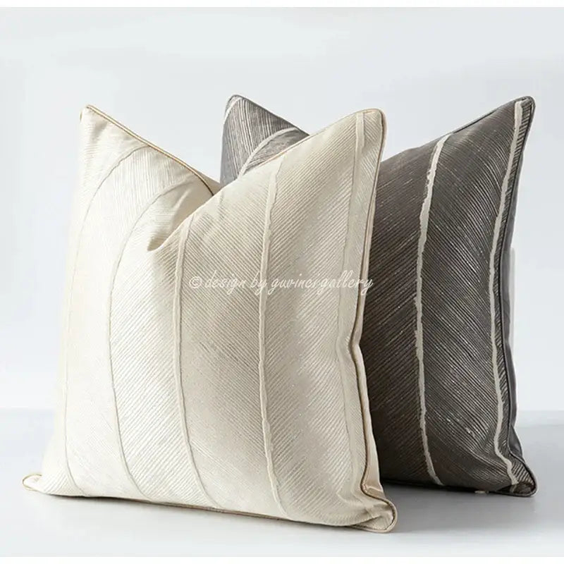 Herringbone jacquard cushion cover beige & white living room pillow