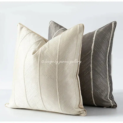 Herringbone jacquard cushion cover beige & white living room pillow