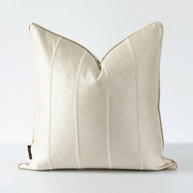 Herringbone jacquard cushion cover beige & white living room pillow