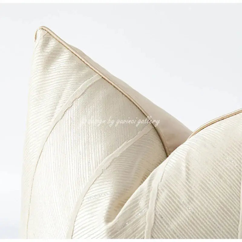 Herringbone jacquard cushion cover beige & white living room pillow