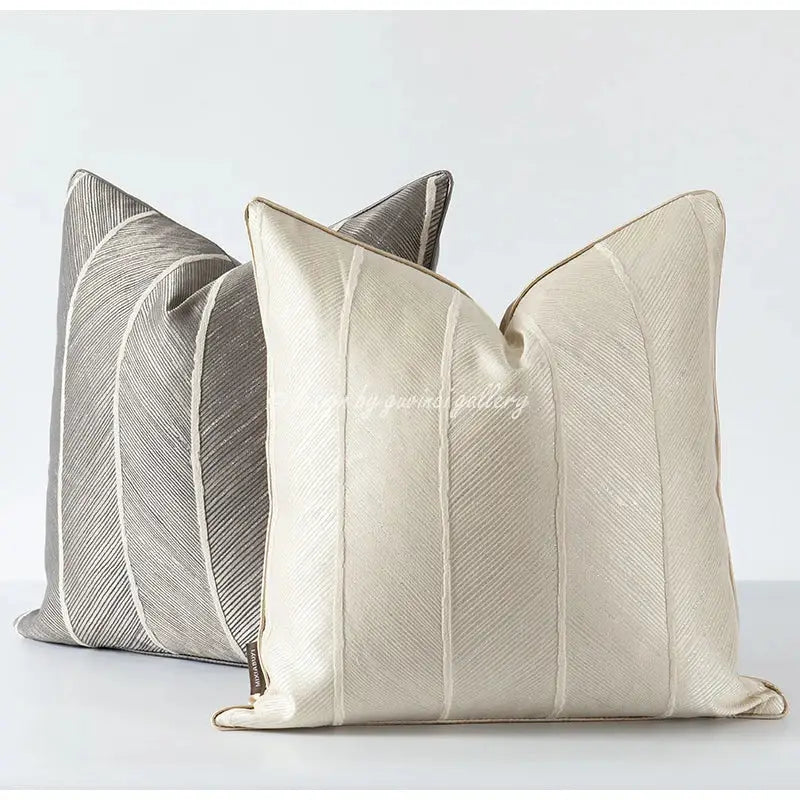 Herringbone jacquard cushion cover beige & white living room pillow