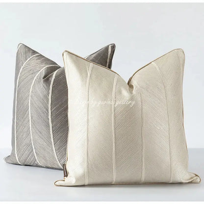 Herringbone jacquard cushion cover beige & white living room pillow