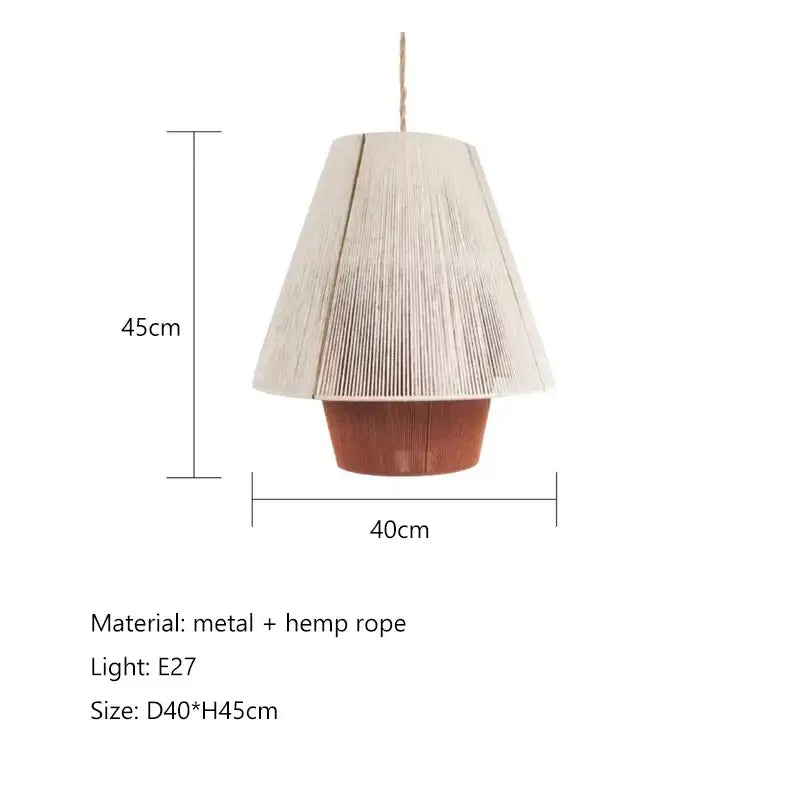 Hexagonal bamboo hemp rope rattan pendant lights for dining room