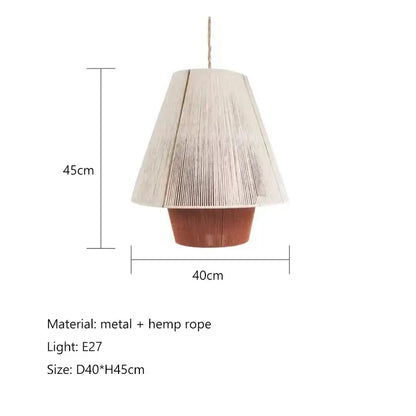 Hexagonal bamboo hemp rope rattan pendant lights for dining room