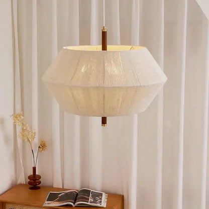 Hexagonal cream hemp rope rattan pendant light for dining room
