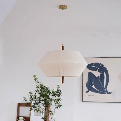 Hexagonal cream hemp rope rattan pendant light for dining room