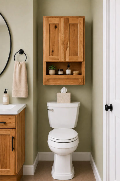 24 Inch Hickory Shaker Toilet Tank Topper Cabinet  24"W x 36"H x 8"D