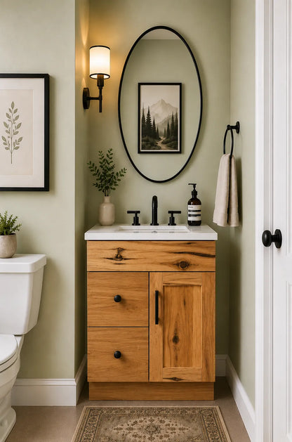 24 Inch Hickory Shaker Single Sink Bathroom Vanity with Drawers on the Left