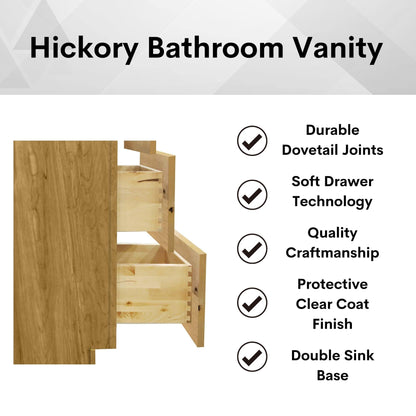 60 Inch Bathroom Vanity With Single Sink, Hickory Vanity, Rustic Wood Cabinet, Vanity With Drawers, Solid Wood Bathroom Furniture, Farmhouse