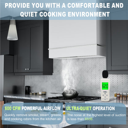 Akicon 30" Stainless Steel Wall Mount Range Hood with 600 CFM Vent Hood