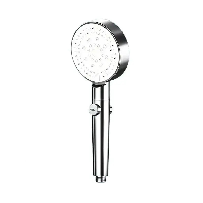 High pressure black round shower head bathroom one key switch