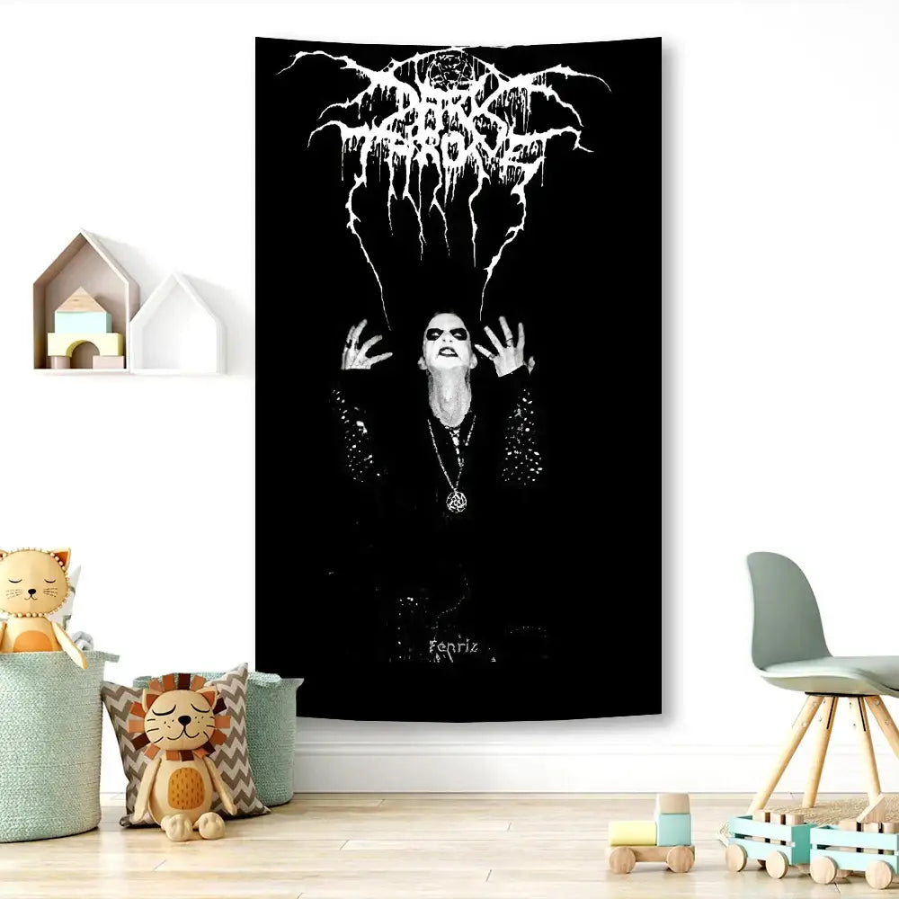 Hippie black metal tapestry flag size chart for bedroom art