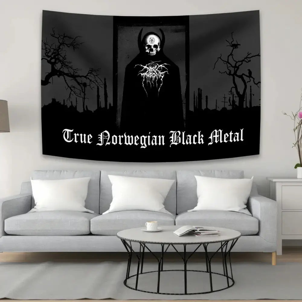 Hippie black metal tapestry flag size chart for bedroom art