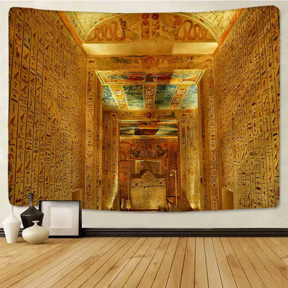 Hippie style egyptian pharaoh mural tapestry bedroom wall hanging