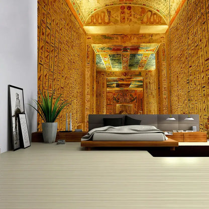 Hippie style egyptian pharaoh mural tapestry bedroom wall hanging