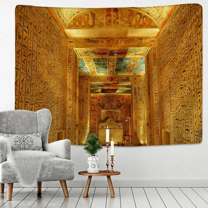 Hippie style egyptian pharaoh mural tapestry bedroom wall hanging