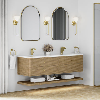 James Martin Allamari 72" Floating Double Bathroom Vanity, Dune Mist