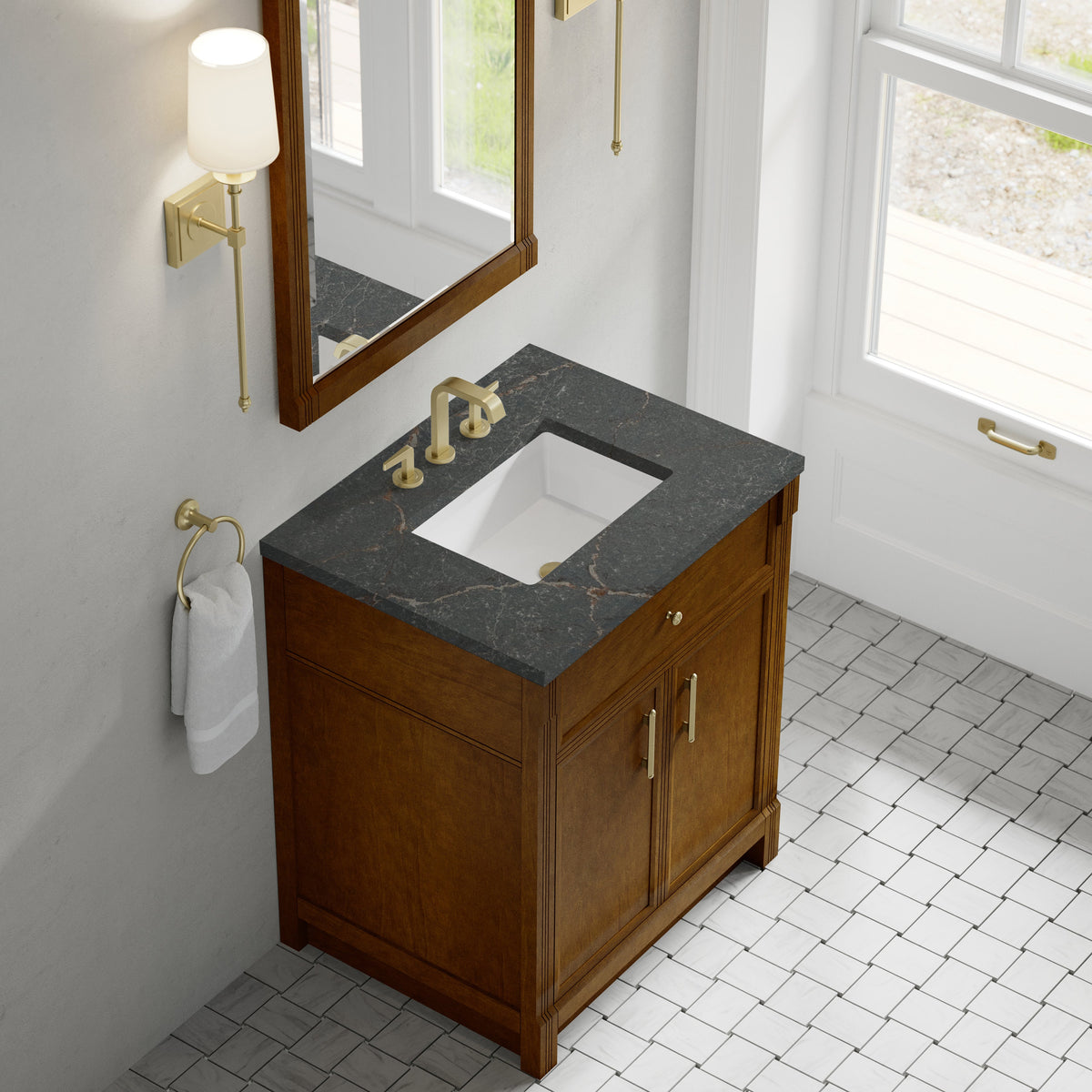 James Martin Bellshire 30" Single Bathroom Vanity, Honey Oak