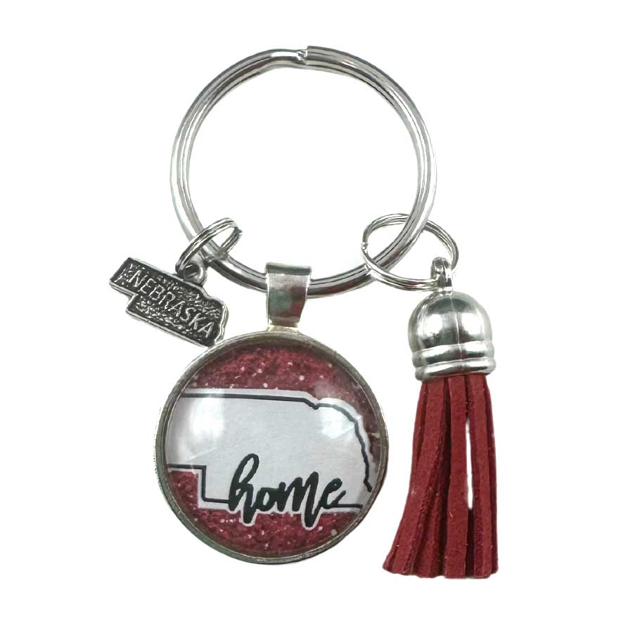 Keychain with Nebraska Charms | 1 1/4" Split Key Ring with 1" Charm | Create